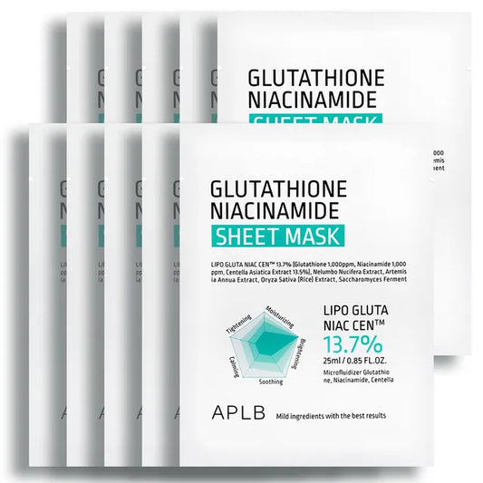 APLB Glutathione Niacinamide Sheet Mask - Pack of 10 Sheets
