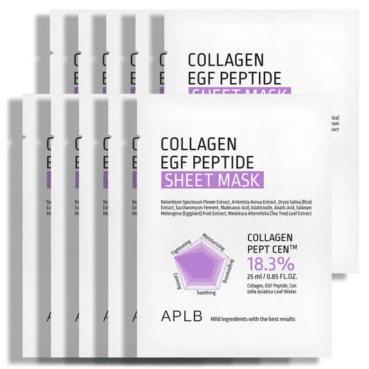 APLB Collagen EGF Peptide Sheet Mask - Pack of 10 Sheets